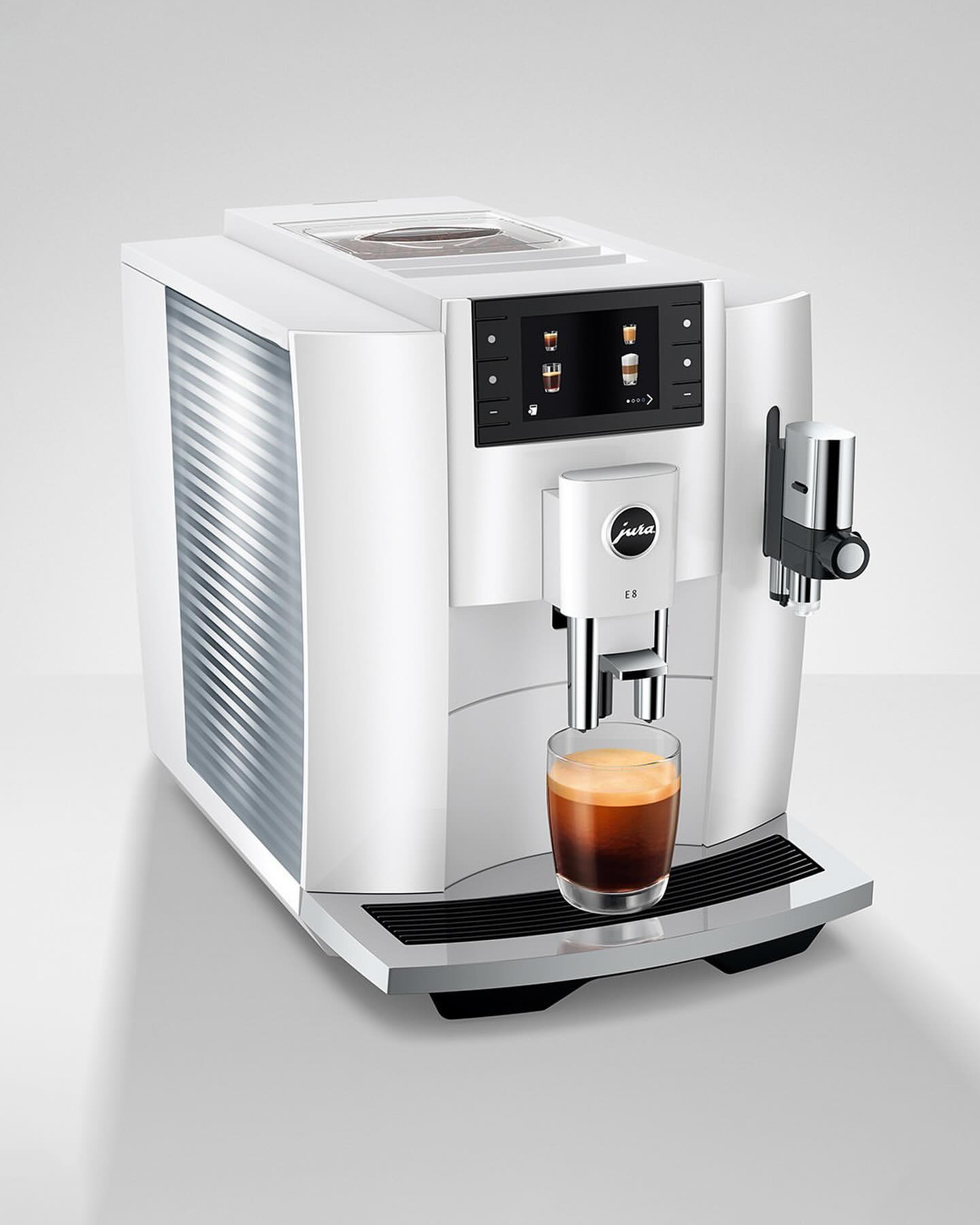 Jura E8 Piano White Coffee Machine @ Design & Grace
